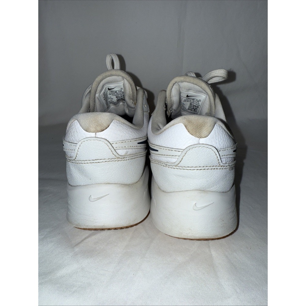 Nike Varsity CN9146-100 Youth 5 Running Shoe White Midnight Navy Leather Sneaker - Picture 4 of 8